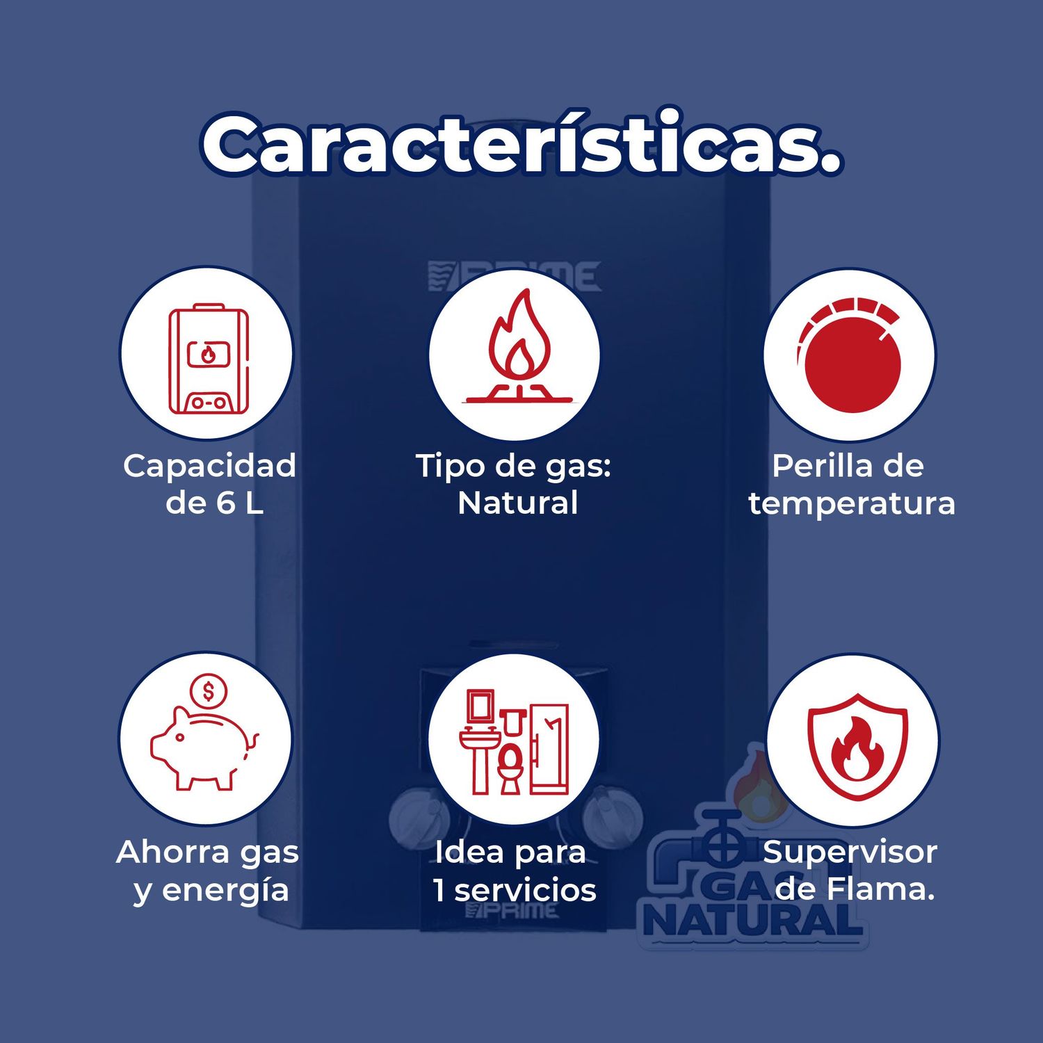 Calentador Paso 06 LTS Instantáneo Baja Presión GN Prime Negro