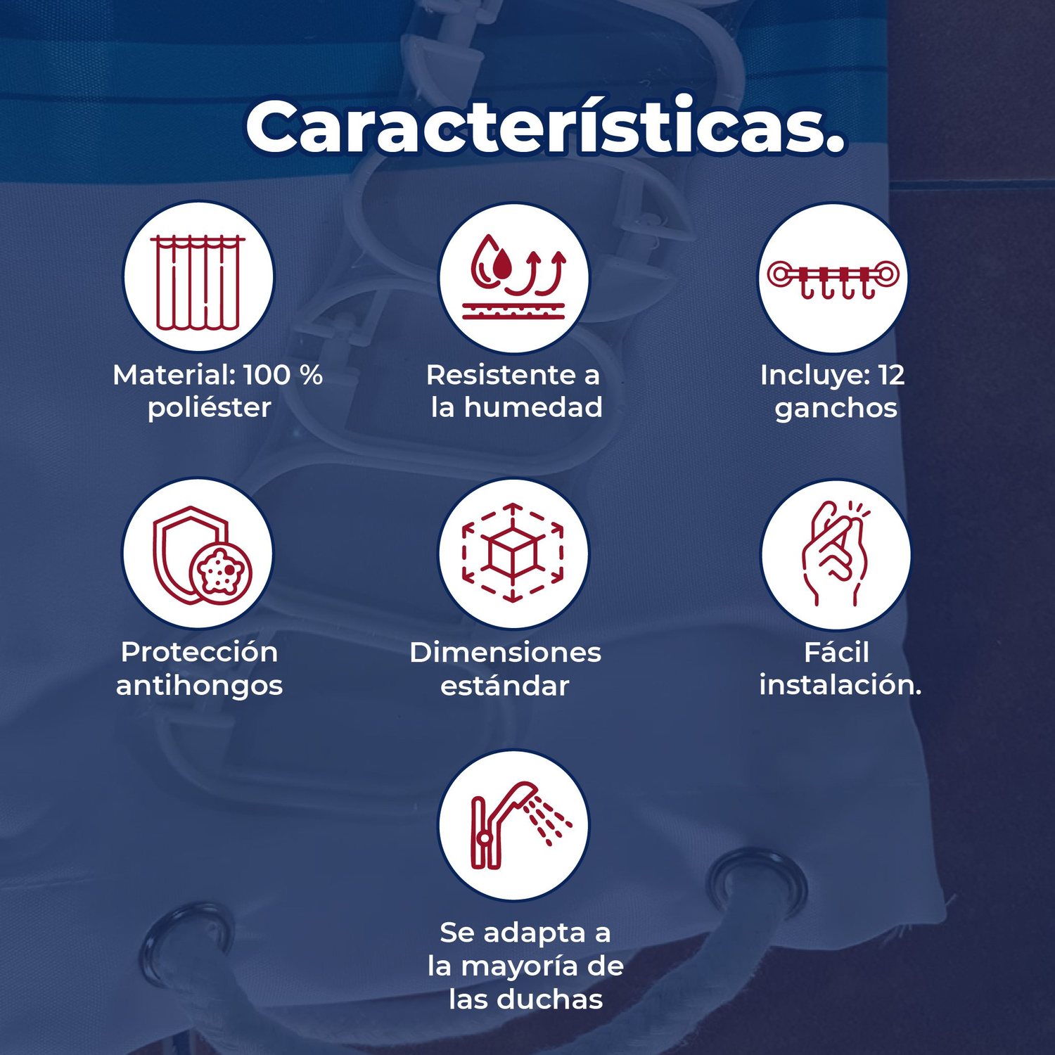 Cortina Para Baño 180x180 cm Poliéster Chromatic Euro Showers