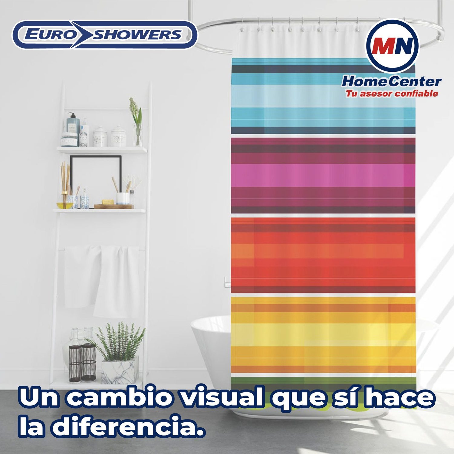 Cortina Para Baño 180x180 cm Poliéster Chromatic Euro Showers
