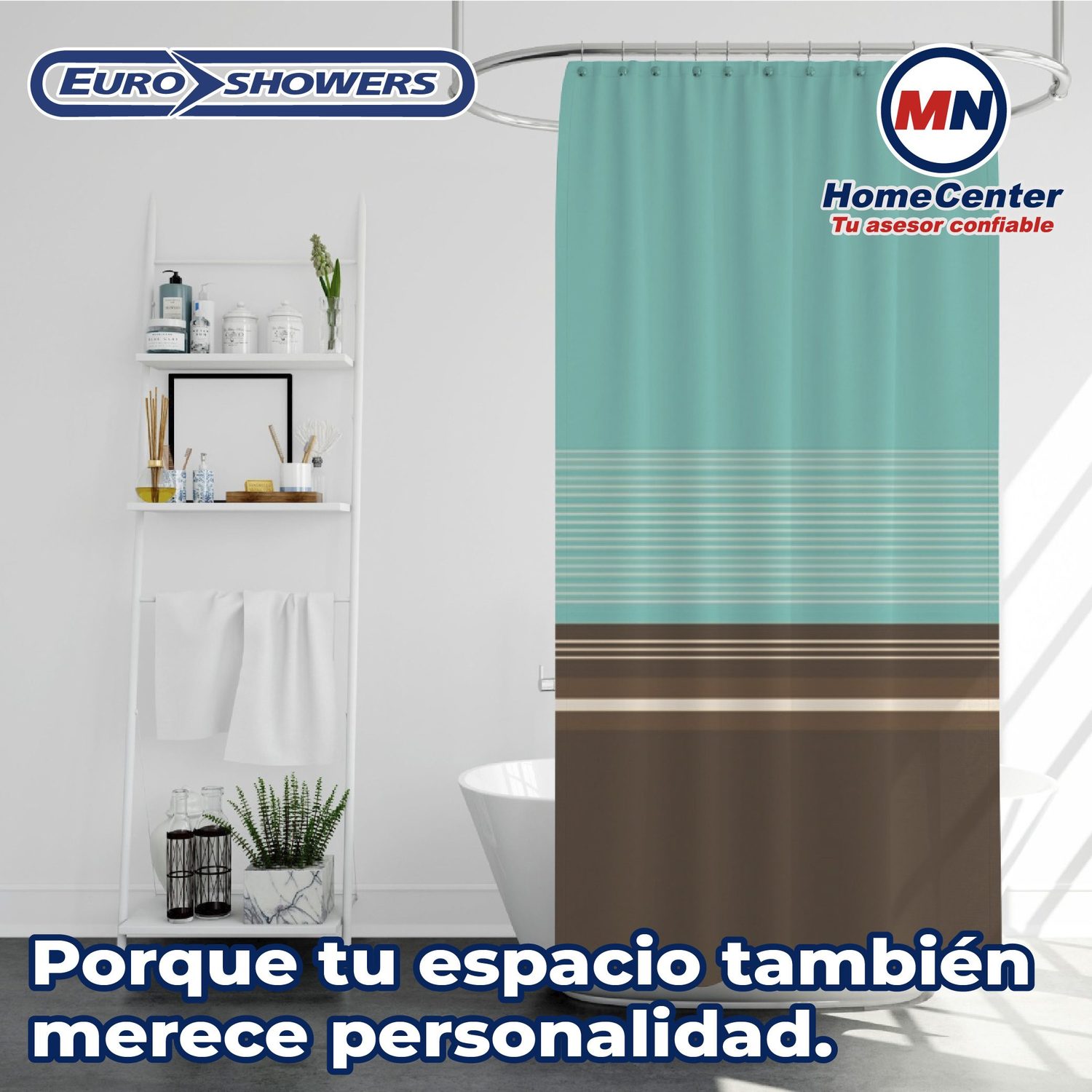 Cortina Para Baño 180x180 cm Poliéster Chocomenta Euroshowers