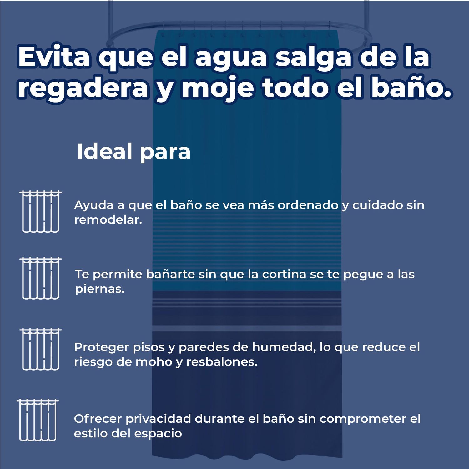 Cortina Para Baño 180x180 cm Poliéster Chocomenta Euroshowers