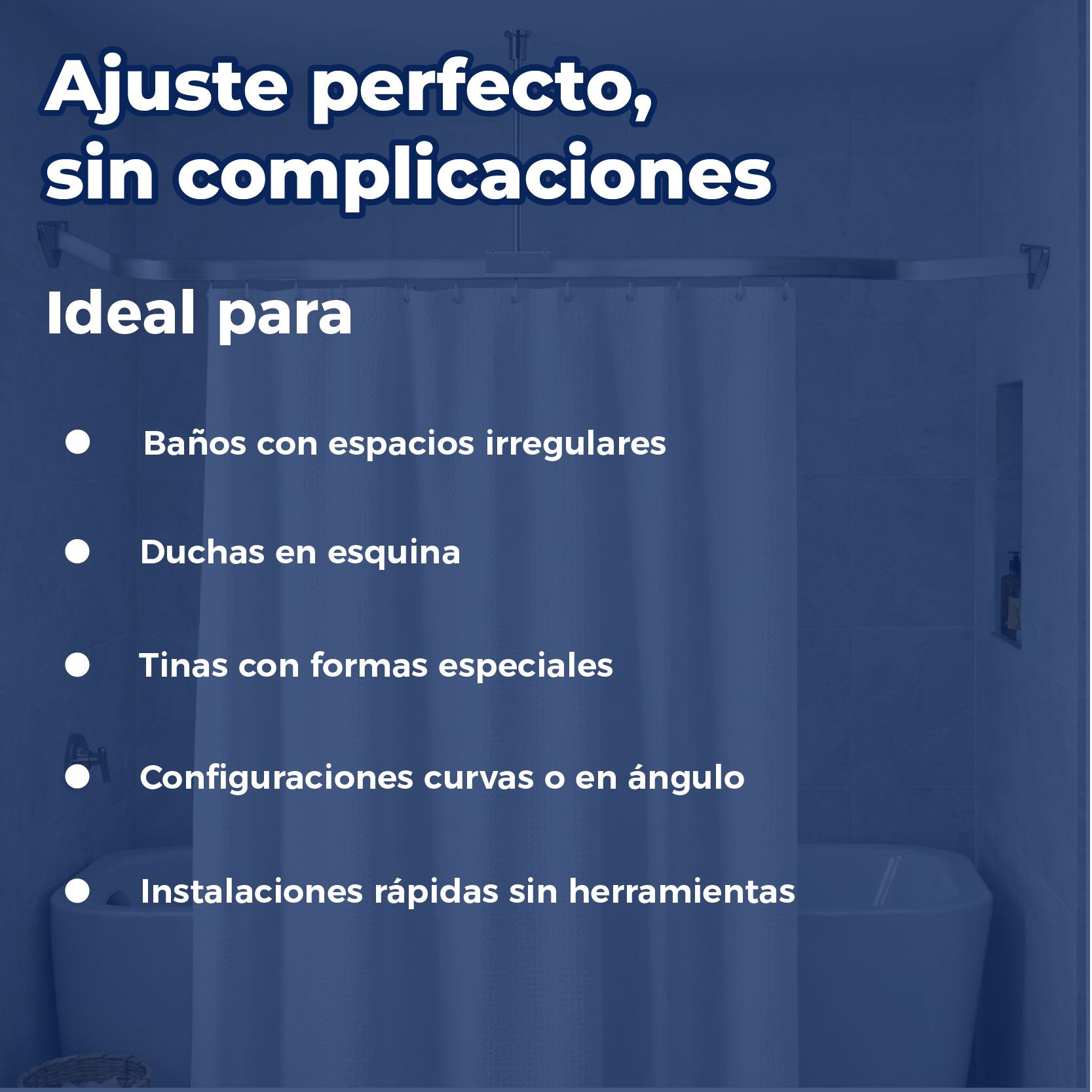 Riel Flexible Para Cortina de Baño Color Cromo Duschy