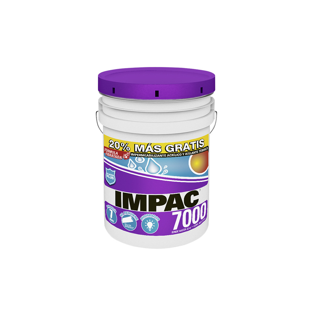 Impermeabilizante Acrílico Fibratado Blanco Impac 7000 22.8 L