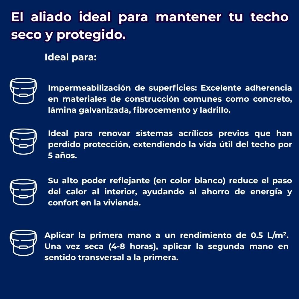 Impermeabilizante Acrílico Fibratado Blanco Impac 5000 19 L