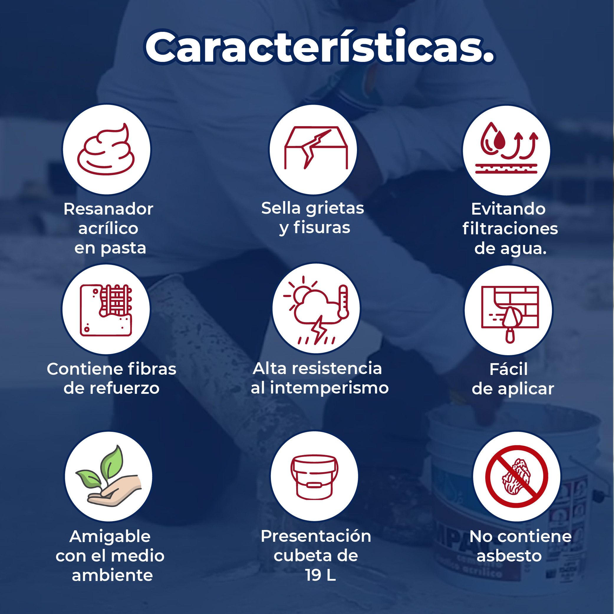 Cemento Plástico Acrílico Blanco Impac 19 L