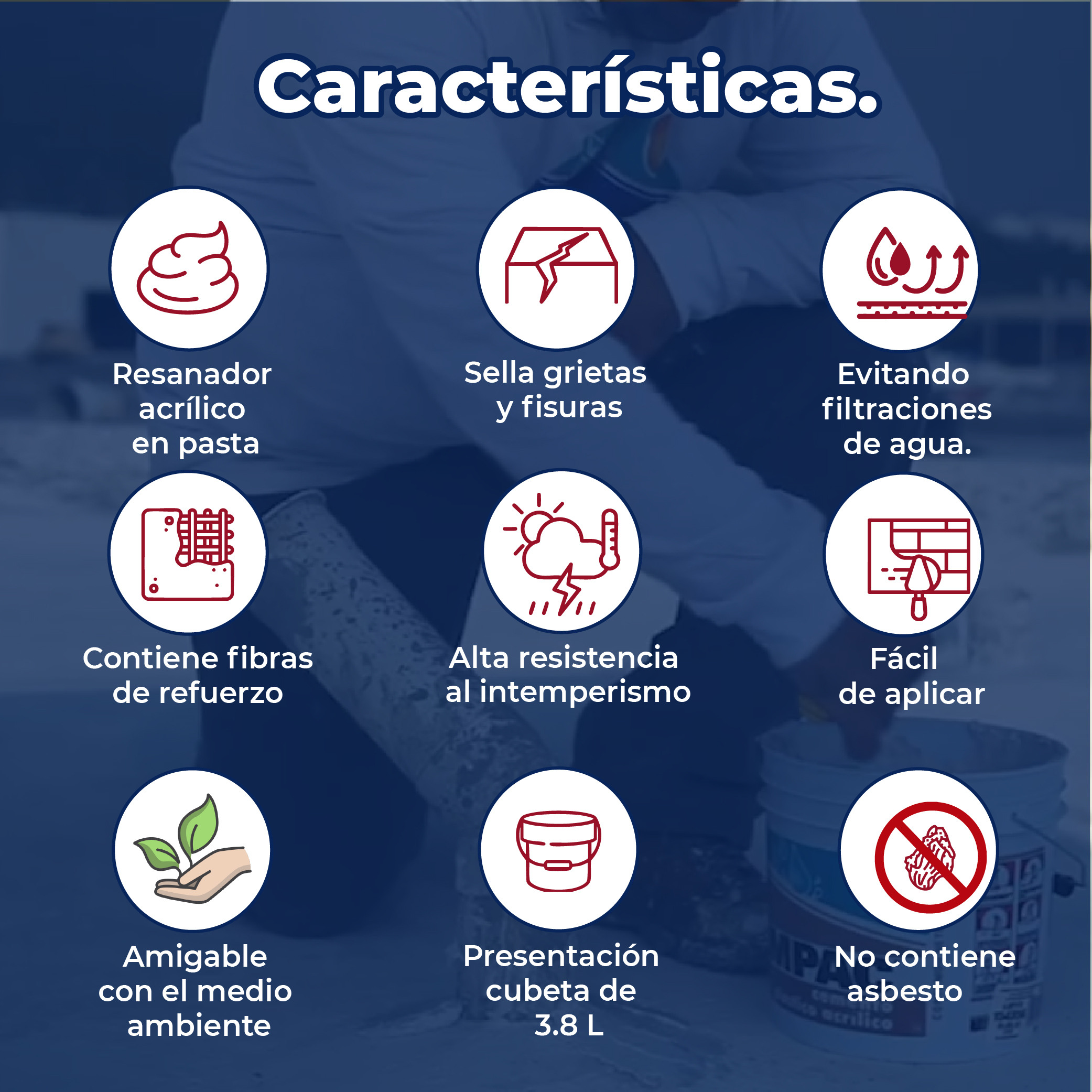 Cemento Plástico Acrílico Blanco Impac 3.8 L