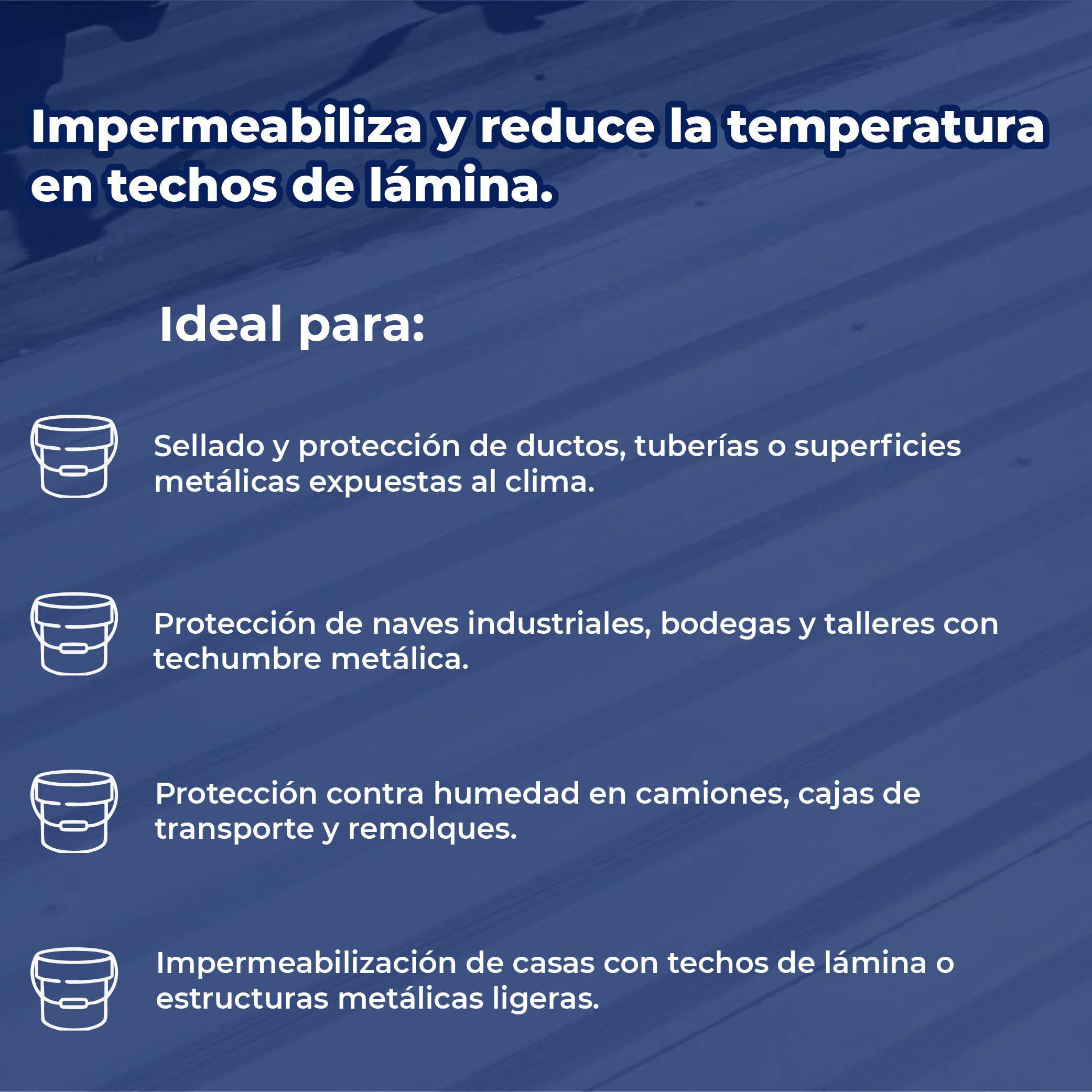 Impermeabilizante Acrílico Para Lamina Impac Metal Blanco 19 L