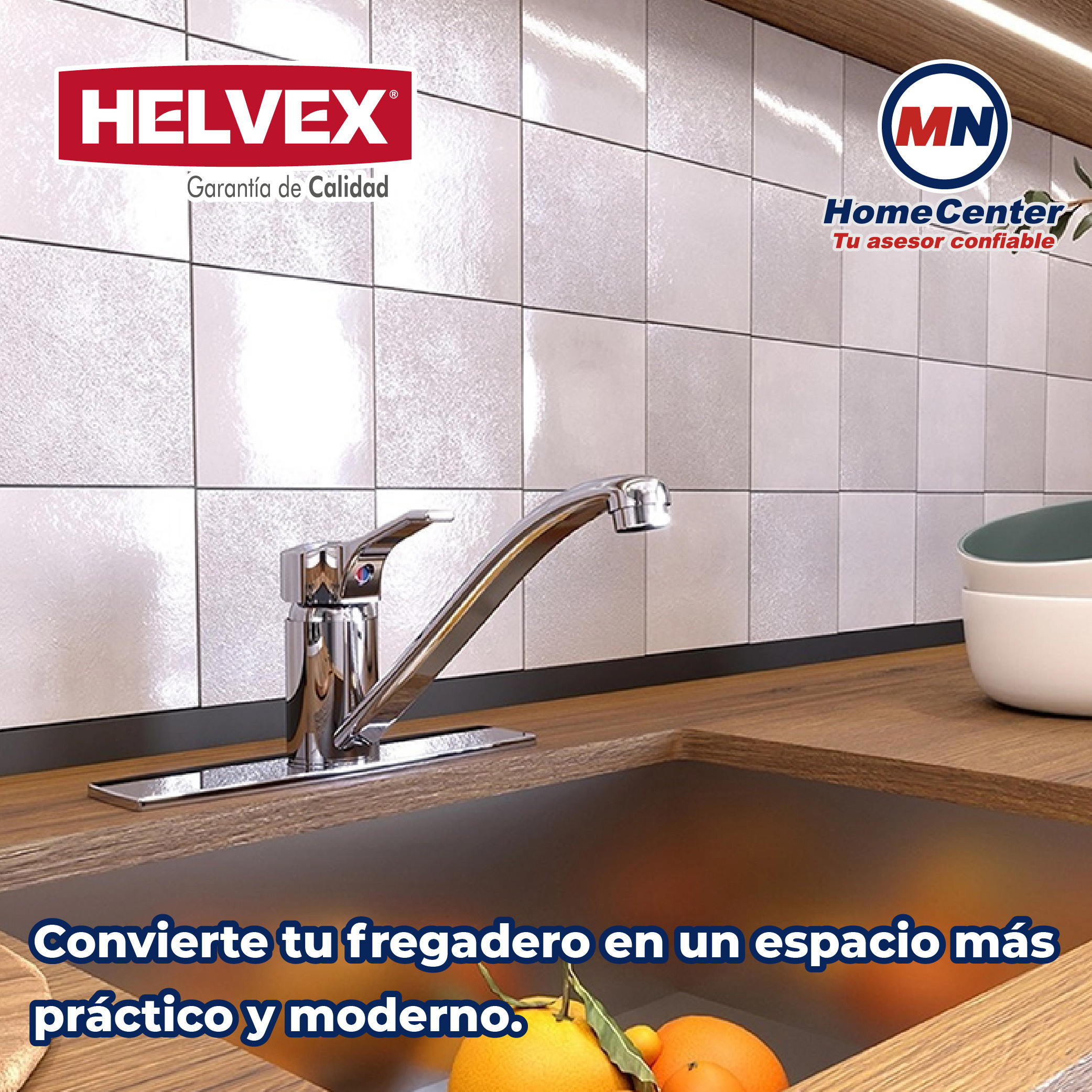 Llave Monomando Para Fregadero Helvex Novus E-34 Cromo