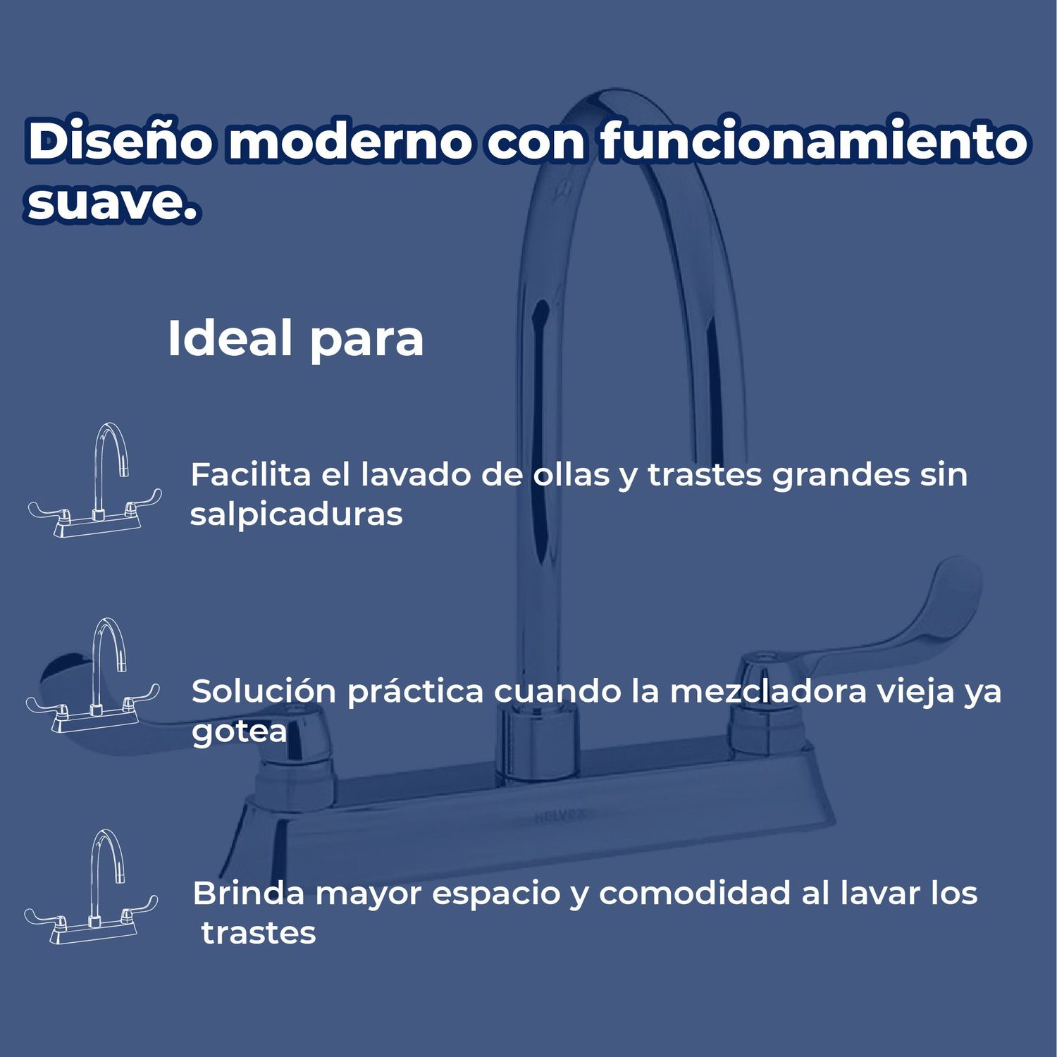 Llave Mezcladora Para Fregadero Helvex Flamingo Cromo HM-38