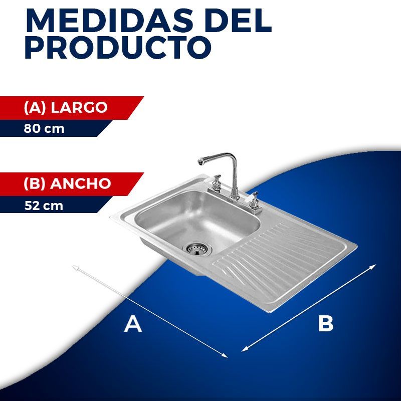 Fregadero Mark Eb Técnica M Acero Inoxidable 80 X 52 cm