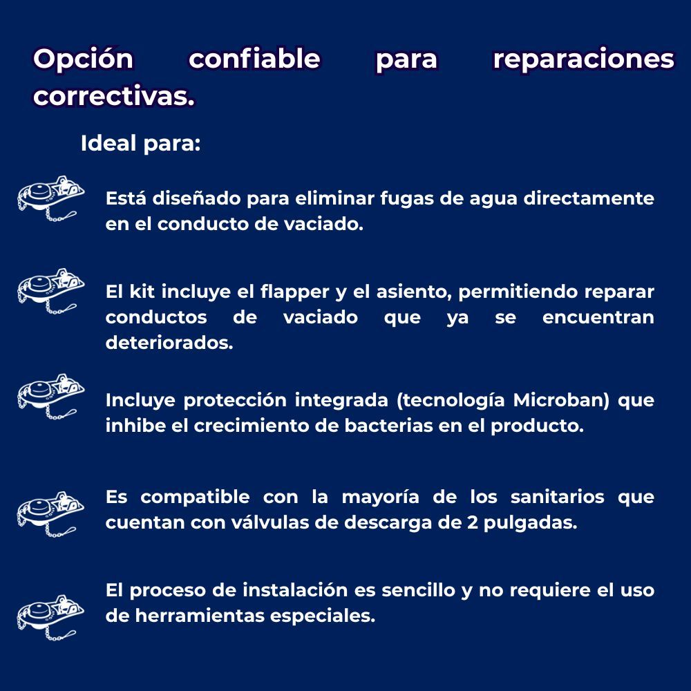 Kit Reparador Válvula de Descarga Para sanitario 2" Fluidmaster