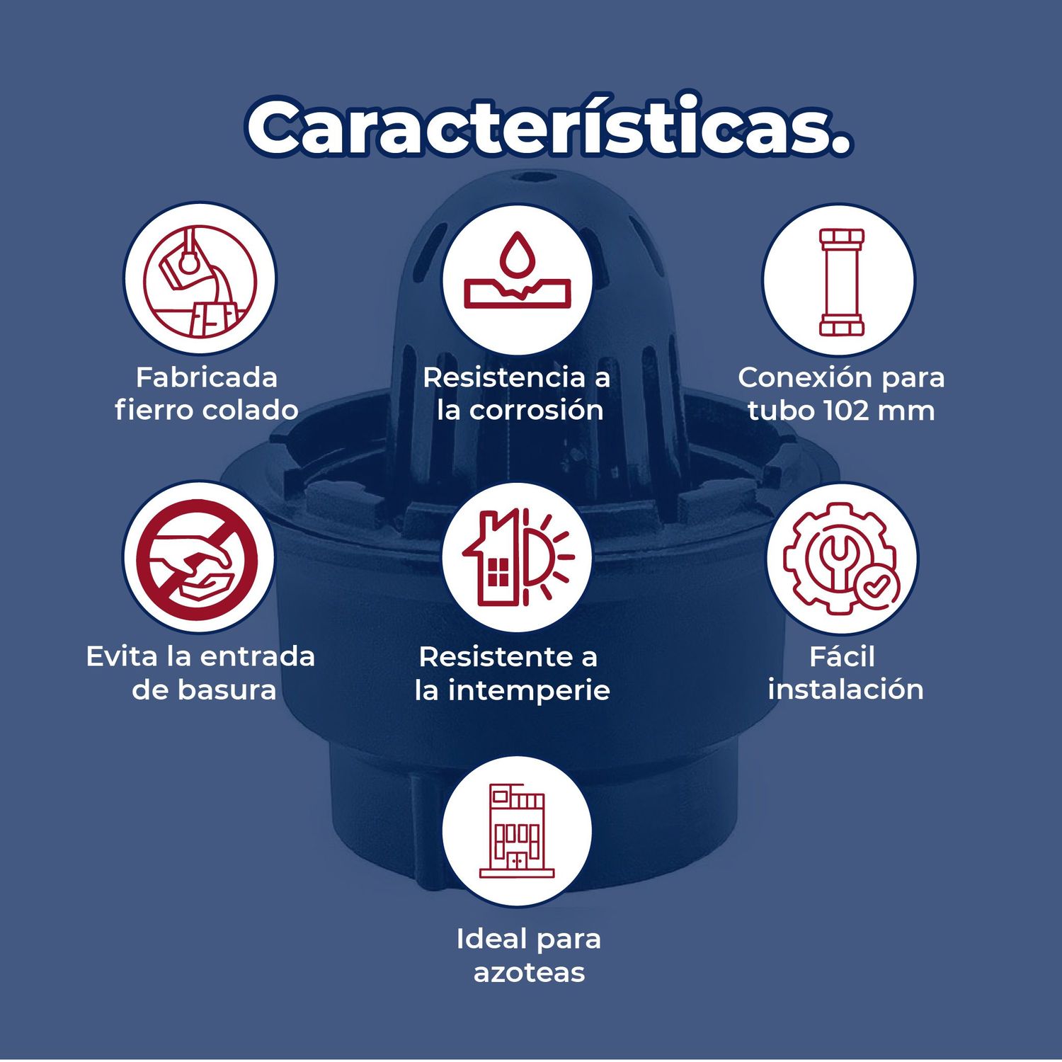 Coladera de Cúpula para Azotea Helvex 444