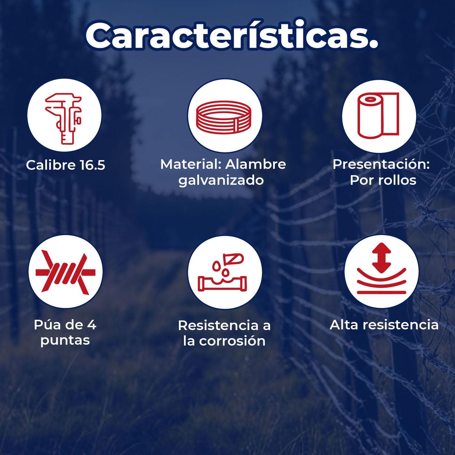 Alambre Púas Corcel III 4 Puntas Calibre 16.5