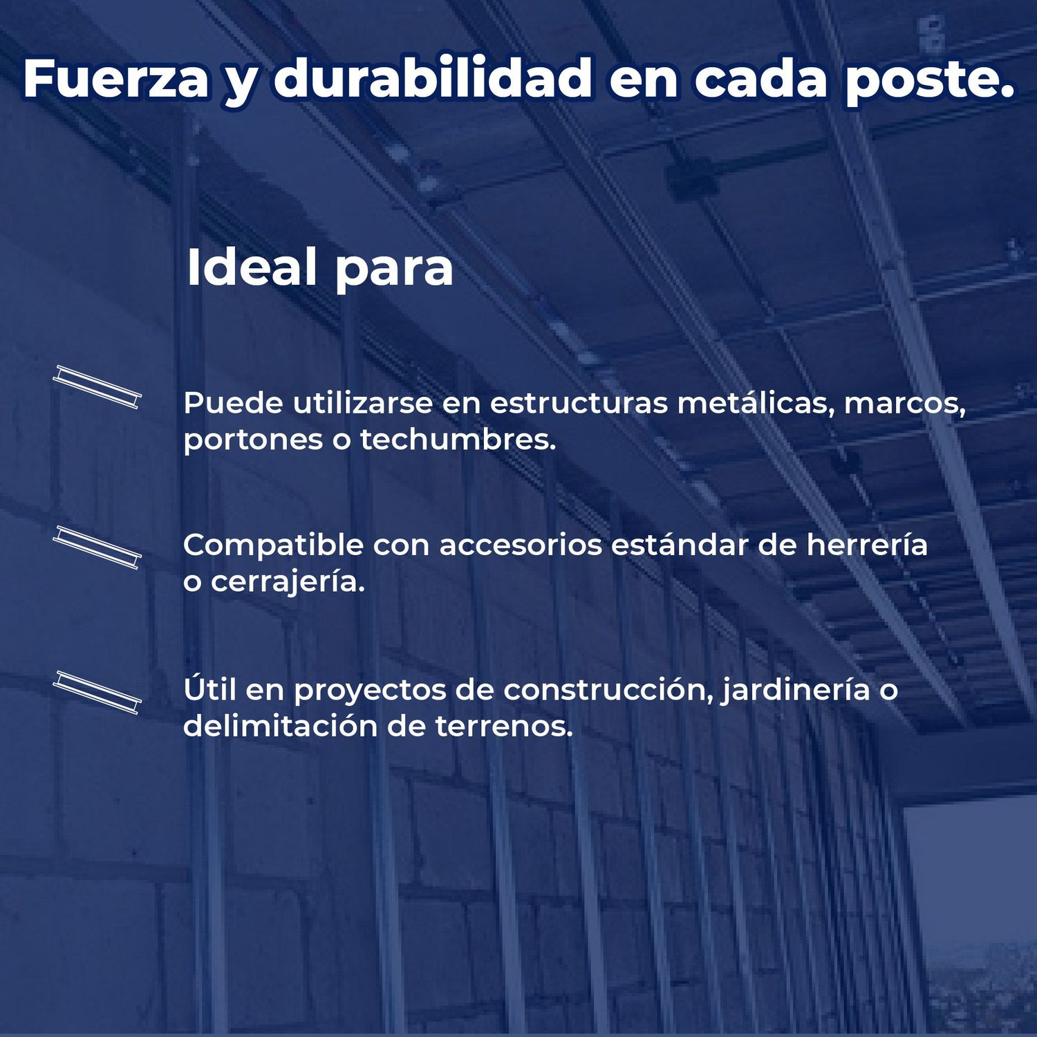 Poste Metálico Cal 26 6.35 cm x 2.44 m