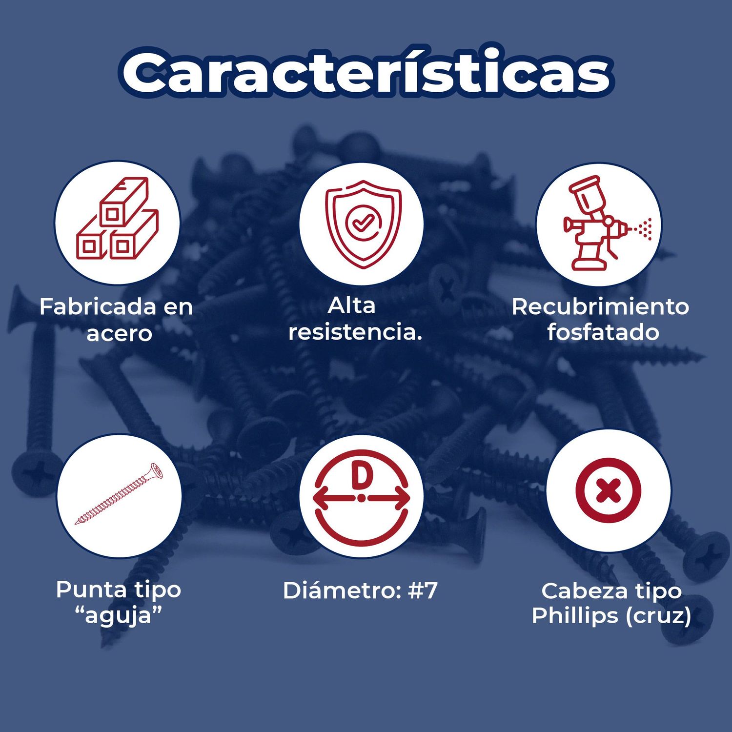 Tornillo Estándar 7 mm x 2 pulgadas Panel Rey (Precio por kilo)