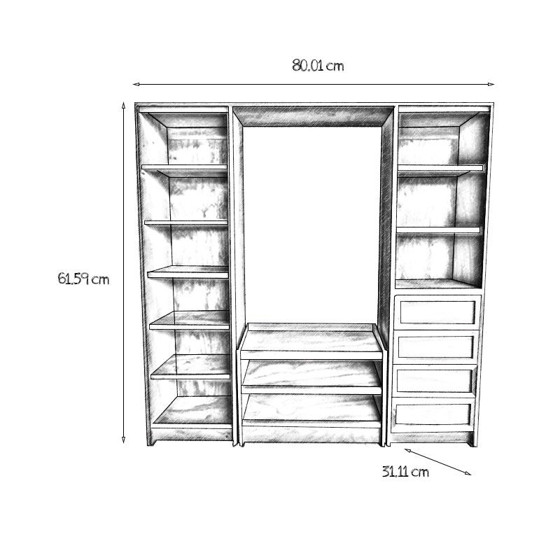 Paquete Closet Pino Cajonera Entrepañera 1.80 mts