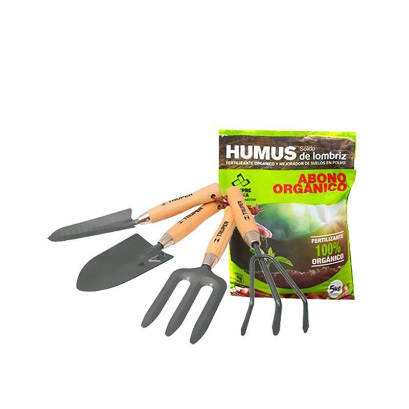 Juego palas para jardín Truper y fertilizante Humus de regalo