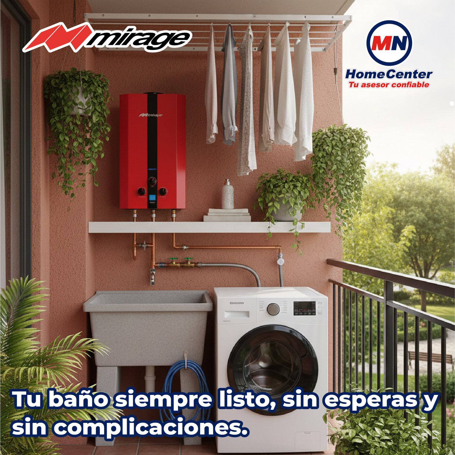 Calentador Paso 10 L Rojo Gas LP Incluye Kit de Instalación