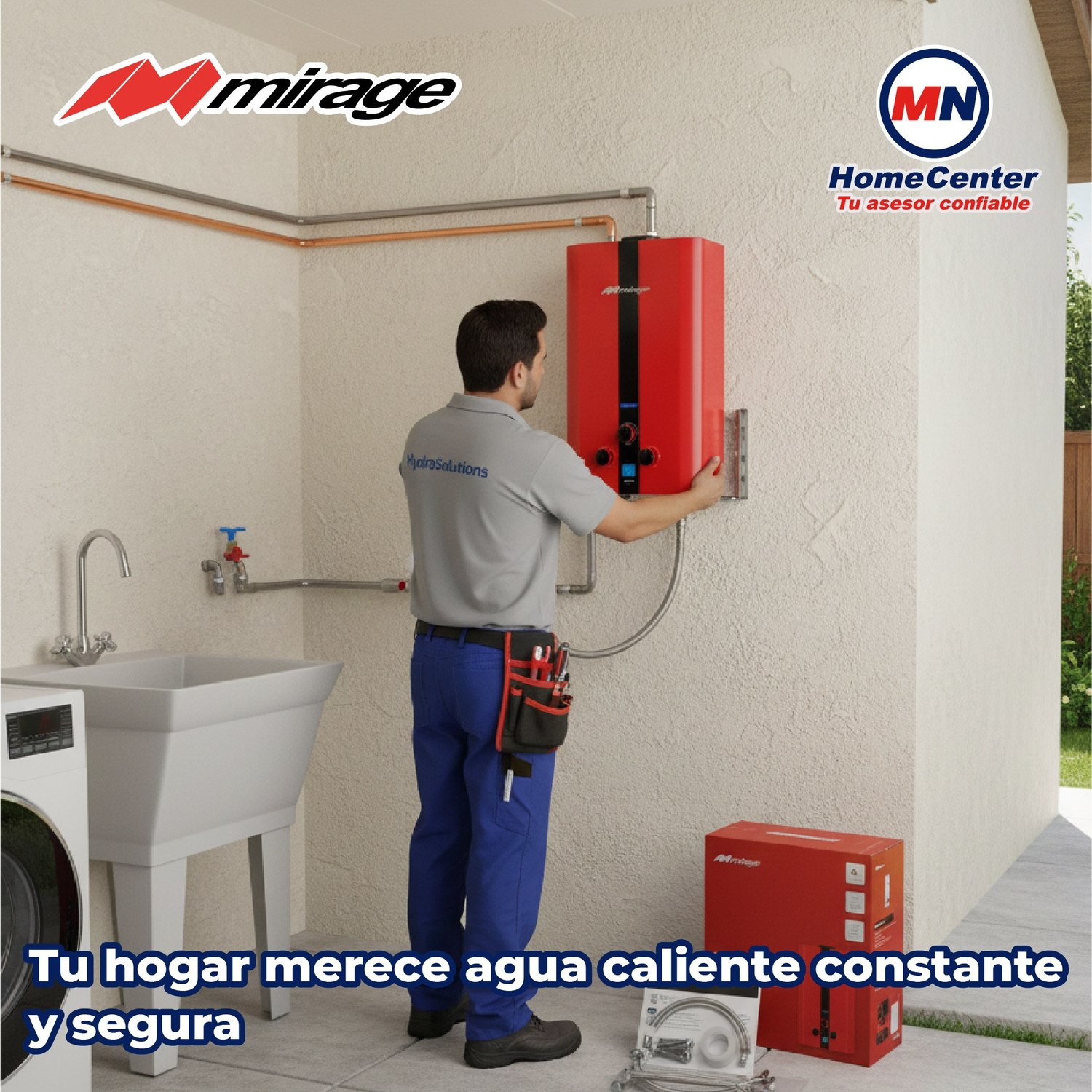 Calentador Paso 10 L Rojo Gas Natural Incluye Kit de Instalación