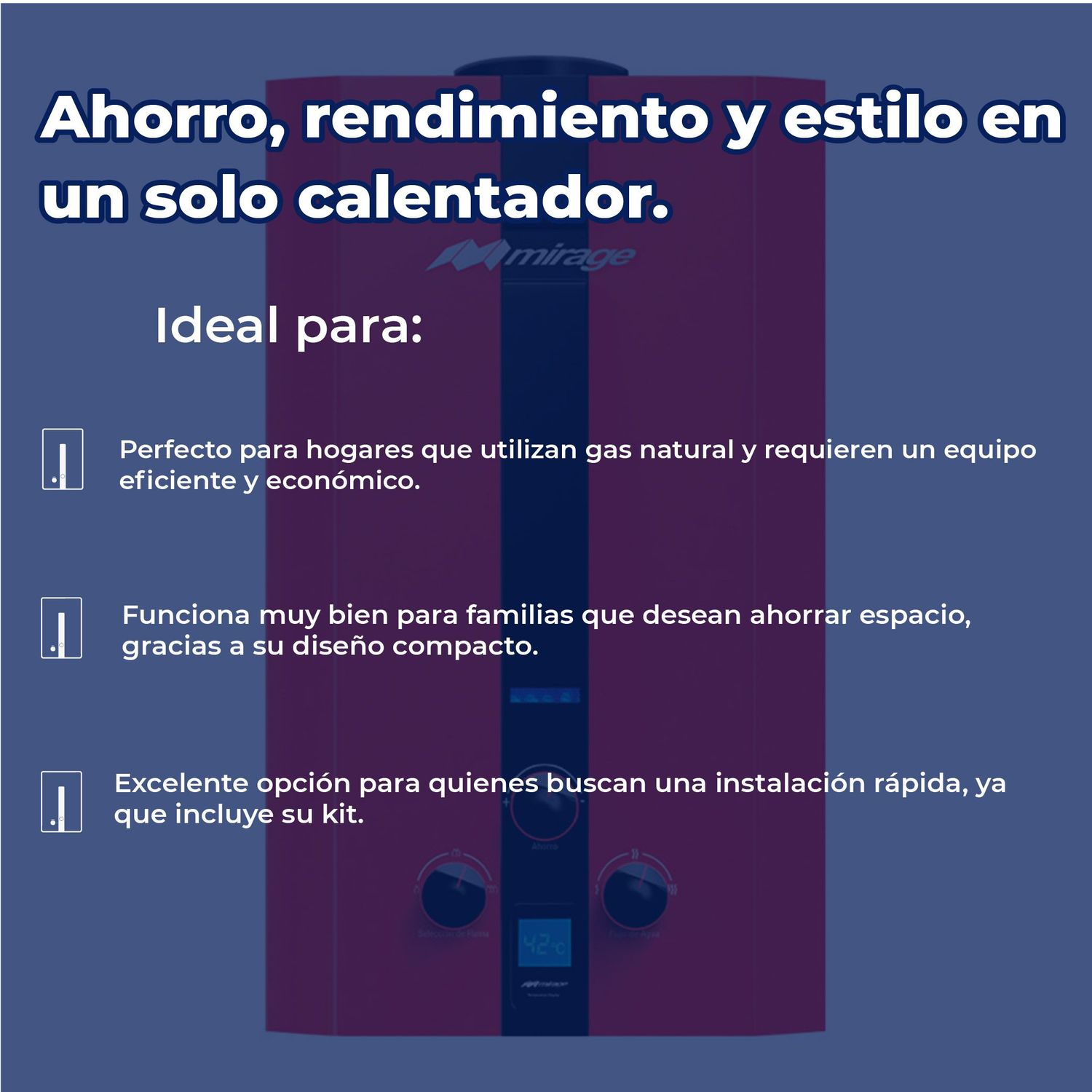 Calentador Paso 10 L Rojo Gas Natural Incluye Kit de Instalación