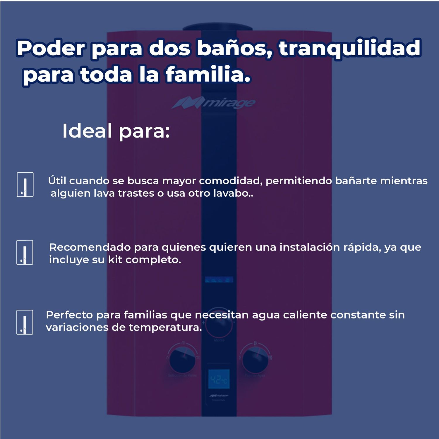 Calentador Paso 16 L Rojo Gas LP Incluye Kit de Instalación