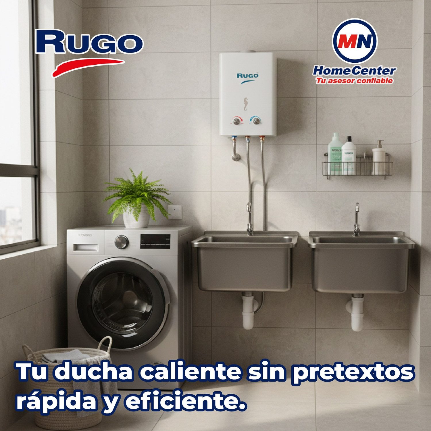 Calentador Paso 6 L Rugo Gas LP Incluye Kit de Instalación