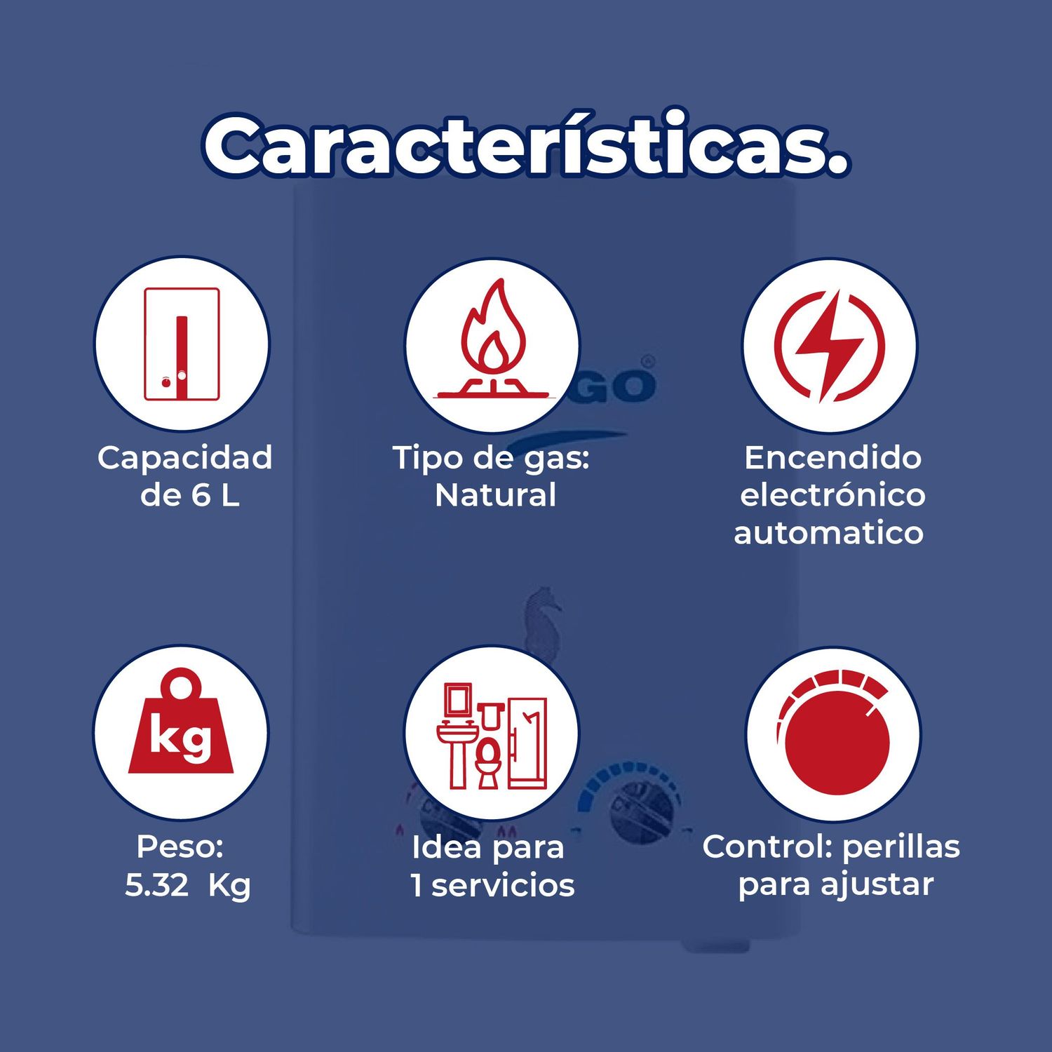 Calentador Paso 06 Lts Rugo Gas Nat Incluye Kit de Instalación