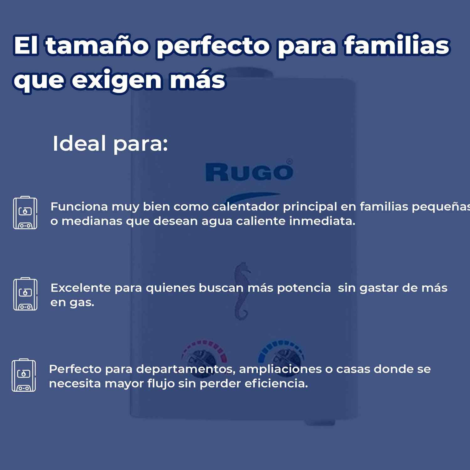 Calentador Paso 8 L Rugo Gas LP Incluye Kit de Instalación