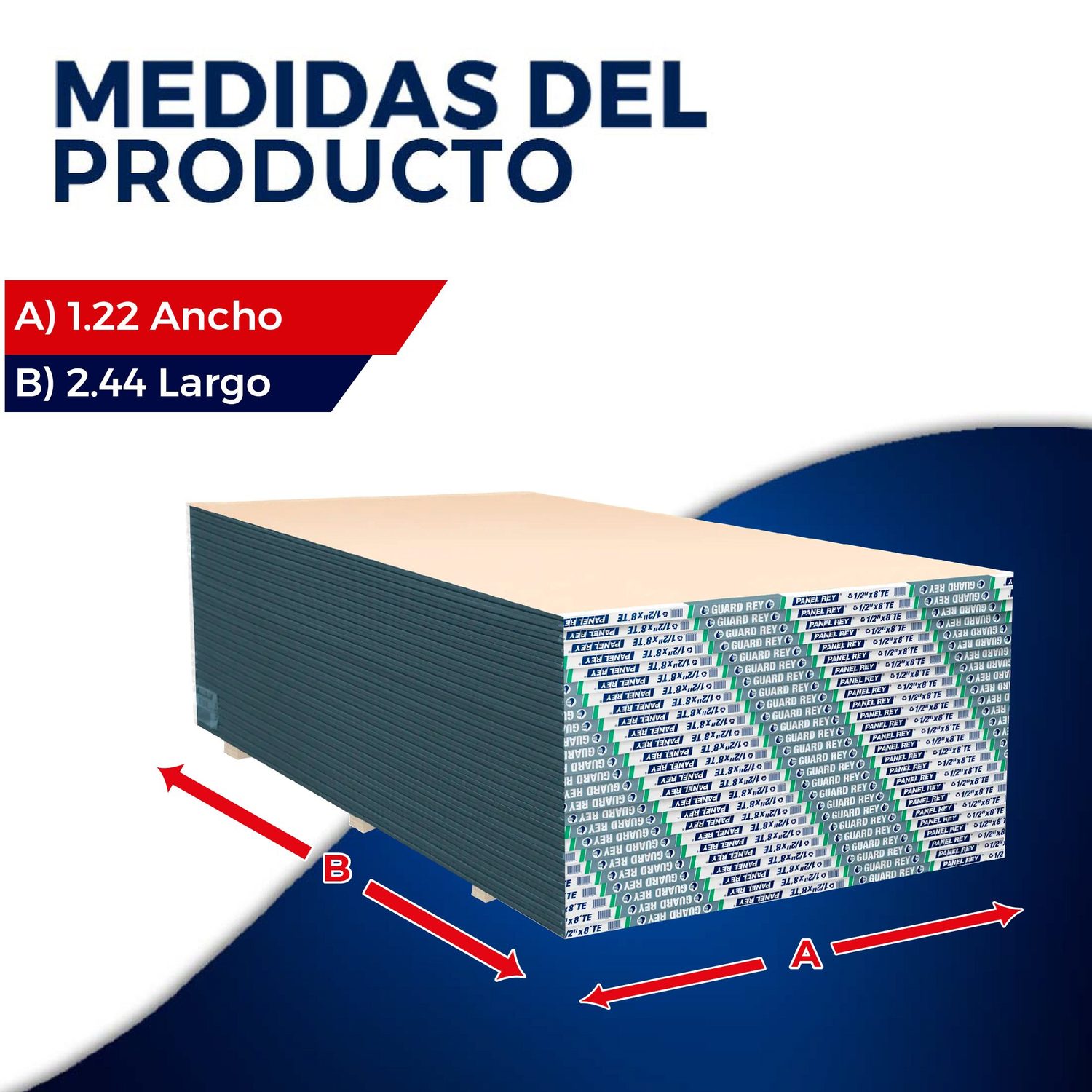Panel Yeso Resistente a Humedad 1/2 pulg 1.22 x 2.44 m