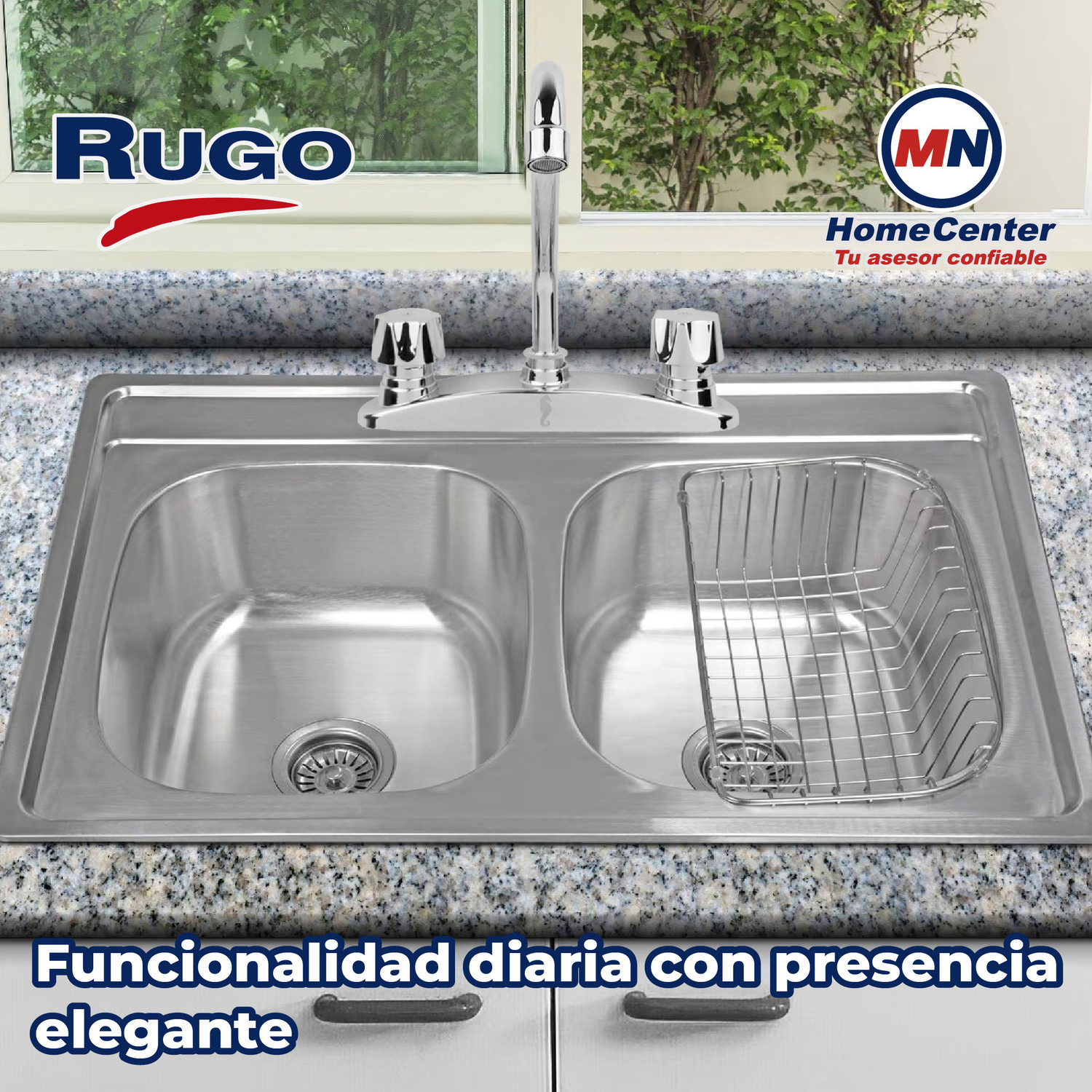 Llave Mezcladora 8" al Piso Para Fregadero con Cubierta Rugo 8IC