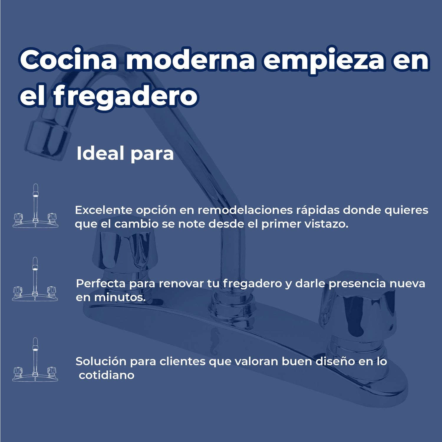 Llave Mezcladora 8" al Piso Para Fregadero con Cubierta Rugo 8IC