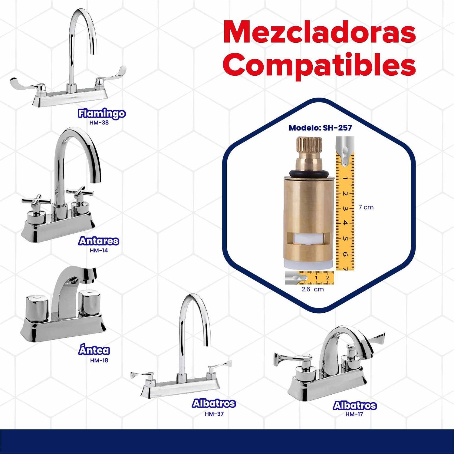 Mezcladora Lavabo Helvex 4 pulg Contra Rejilla Antea HM-18