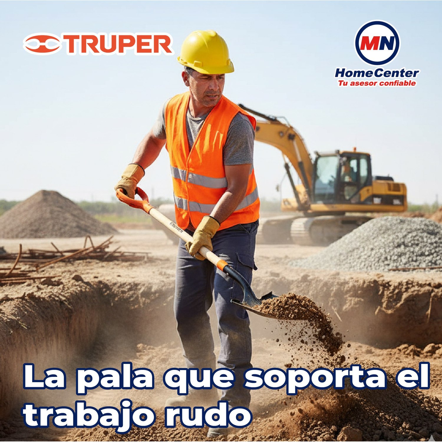 Pala T-2000 Redonda 29½” con Mango y Puño Ergonómico