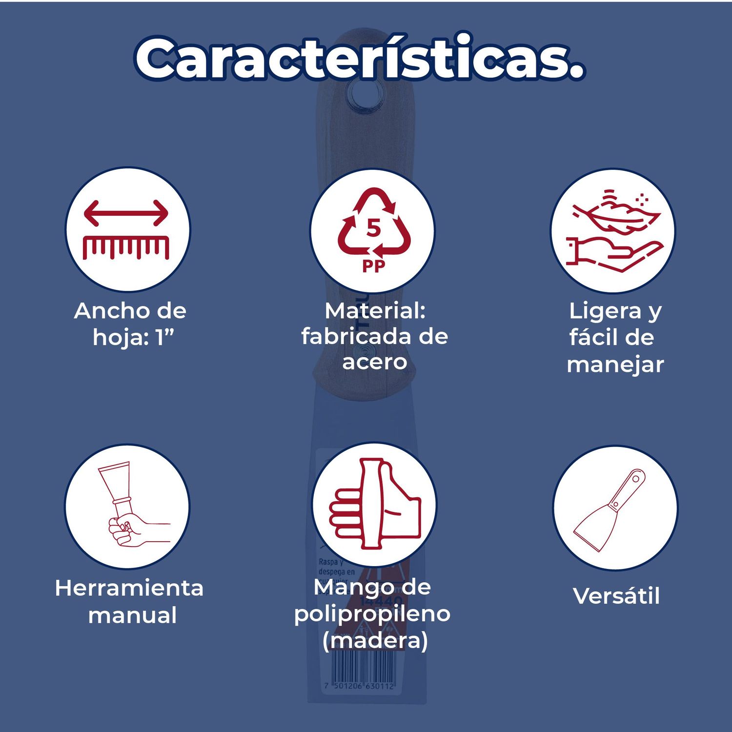 Espátula Rígida Truper 1 pulg