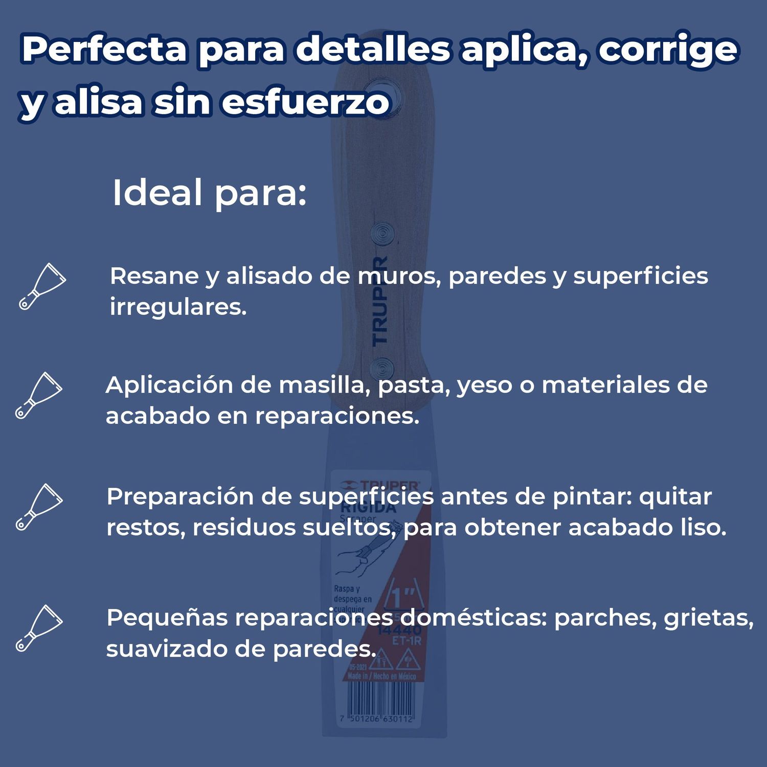 Espátula Rígida Truper 1 pulg