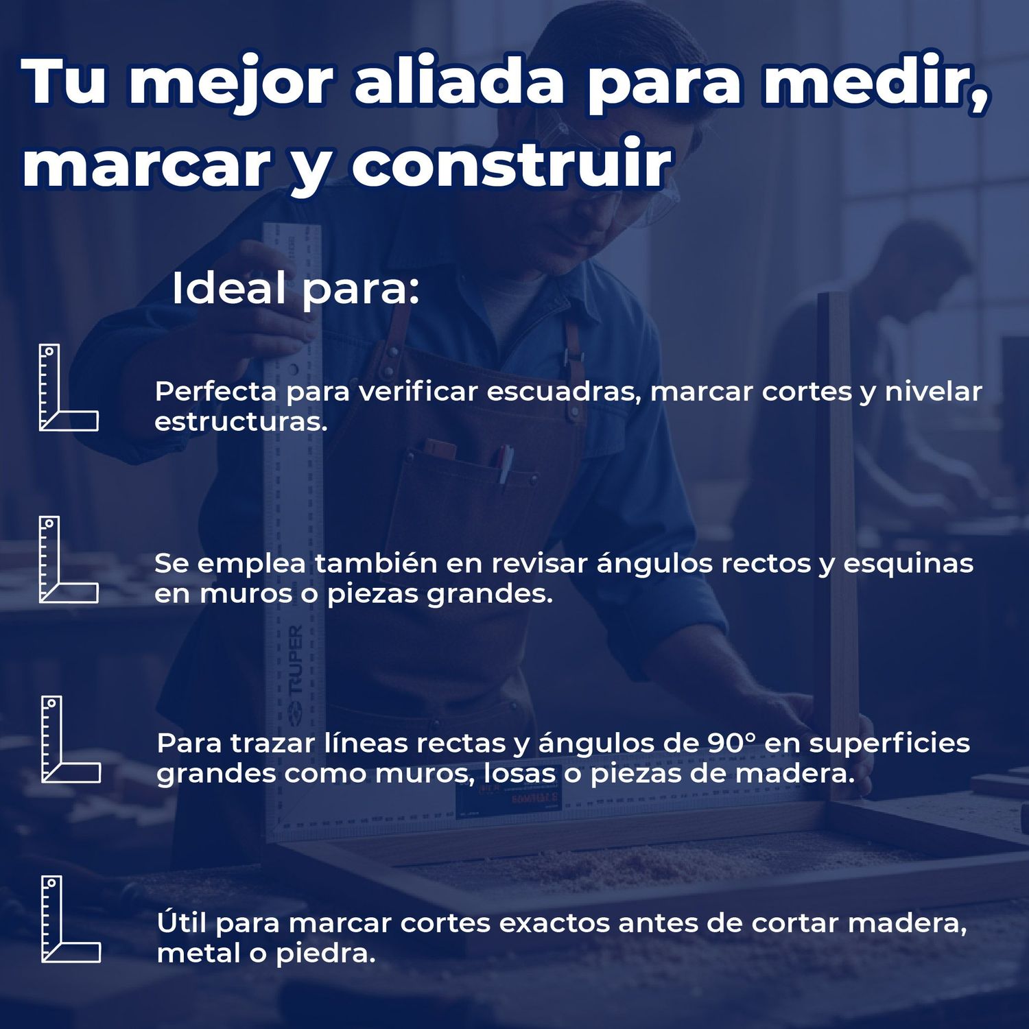Escuadra 16"X24" de acero para cantero Truper