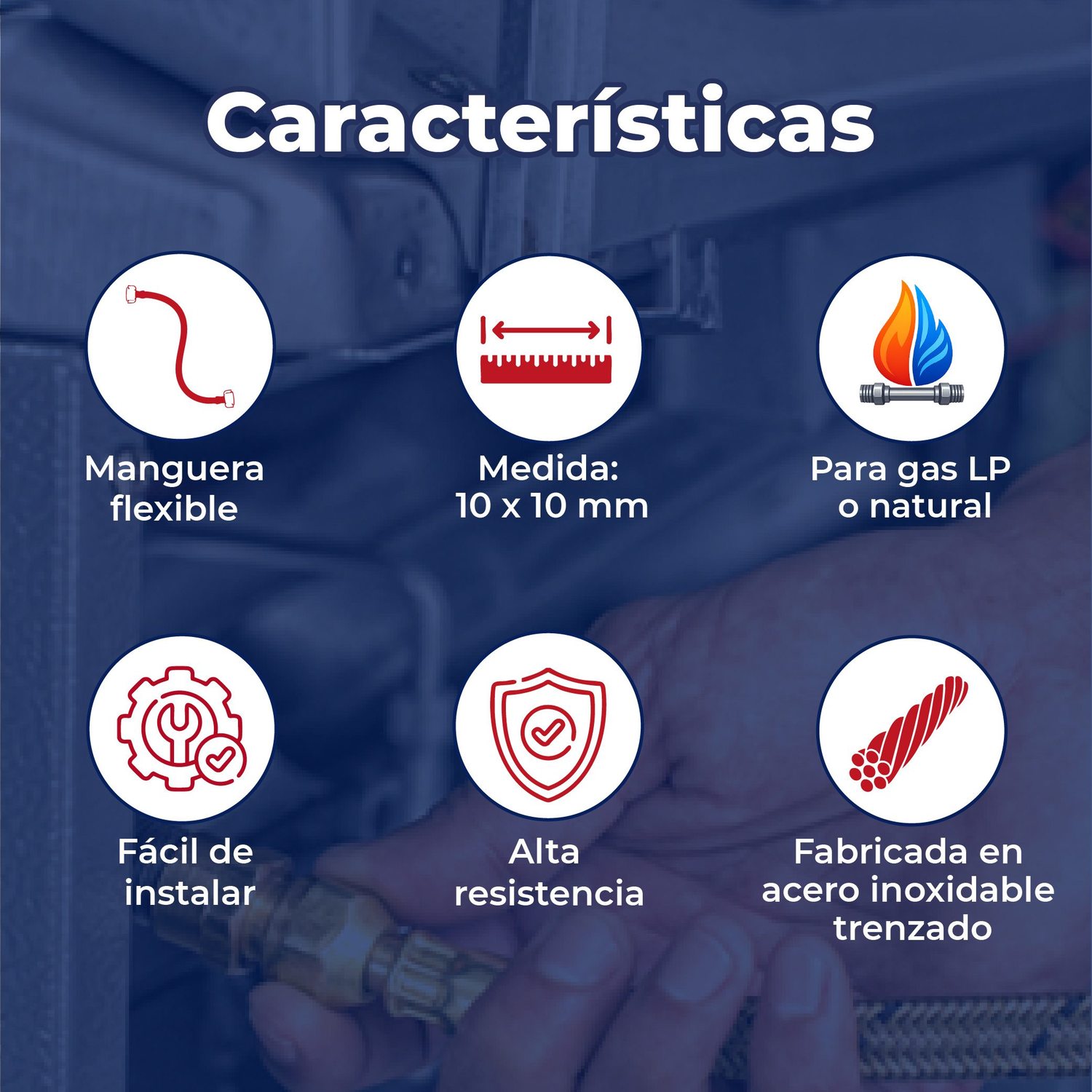 Manguera Conector Flexible Para Gas 10 x 10 x 1500 mm Coflex