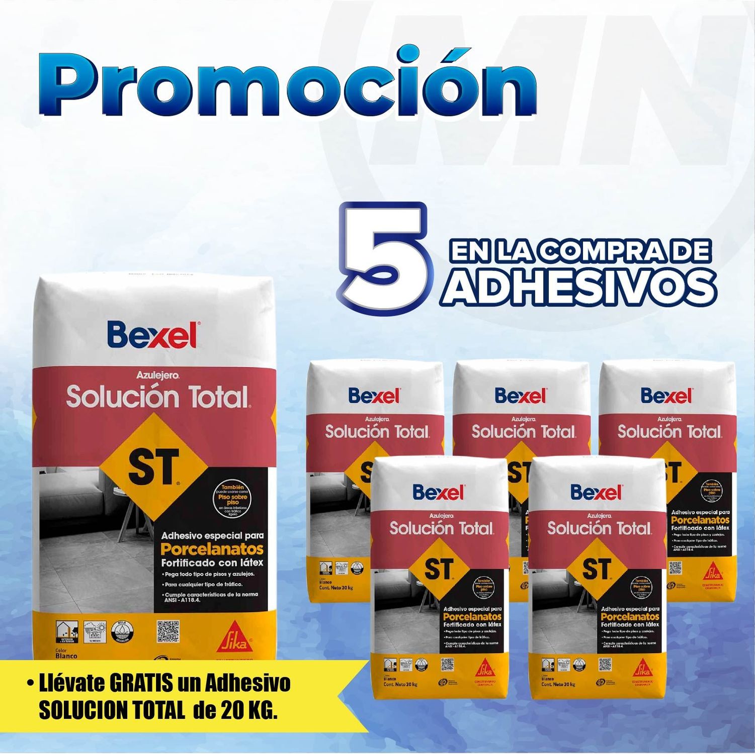 Paquete adhesivo SOLUCION TOTAL blanco 20KG 5+1
