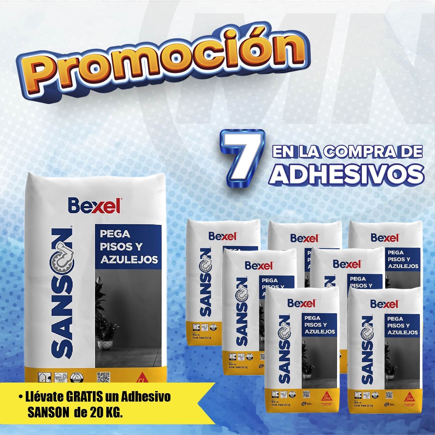 Paquete adhesivo SANSON blanco 20KG 7+1